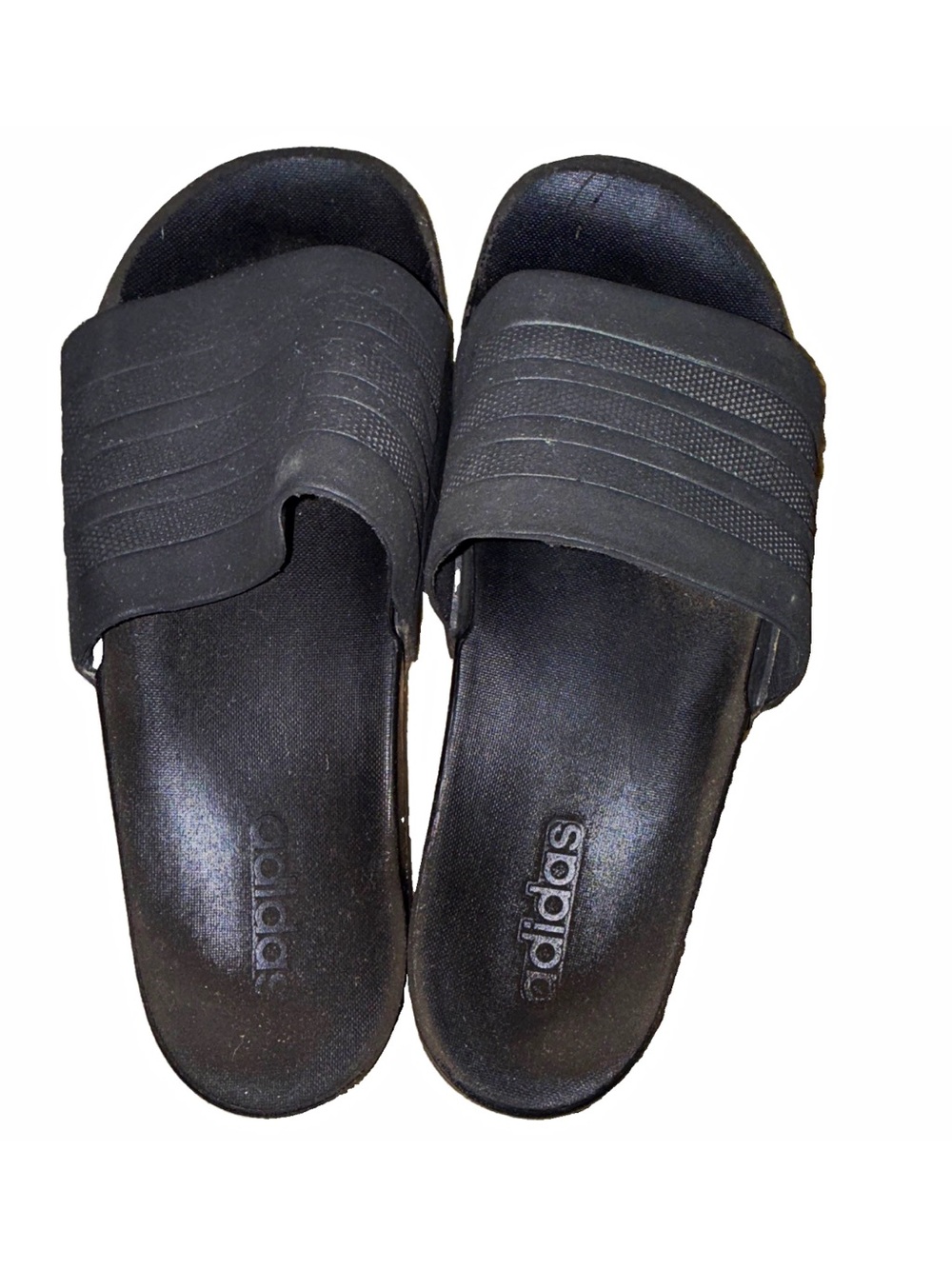 adidas Mens Black Slide Sandals with Contoured Strap